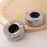 Kuber Industries Decorative Ash tray Stylish|Round Shape Pack of 2 (Silver)
